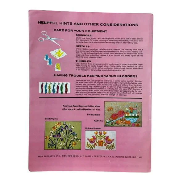 Vintage 70s Avon Piglets and Posies Crewel Wool Embroidery Needlework Craft Kit - Picture 7 of 9